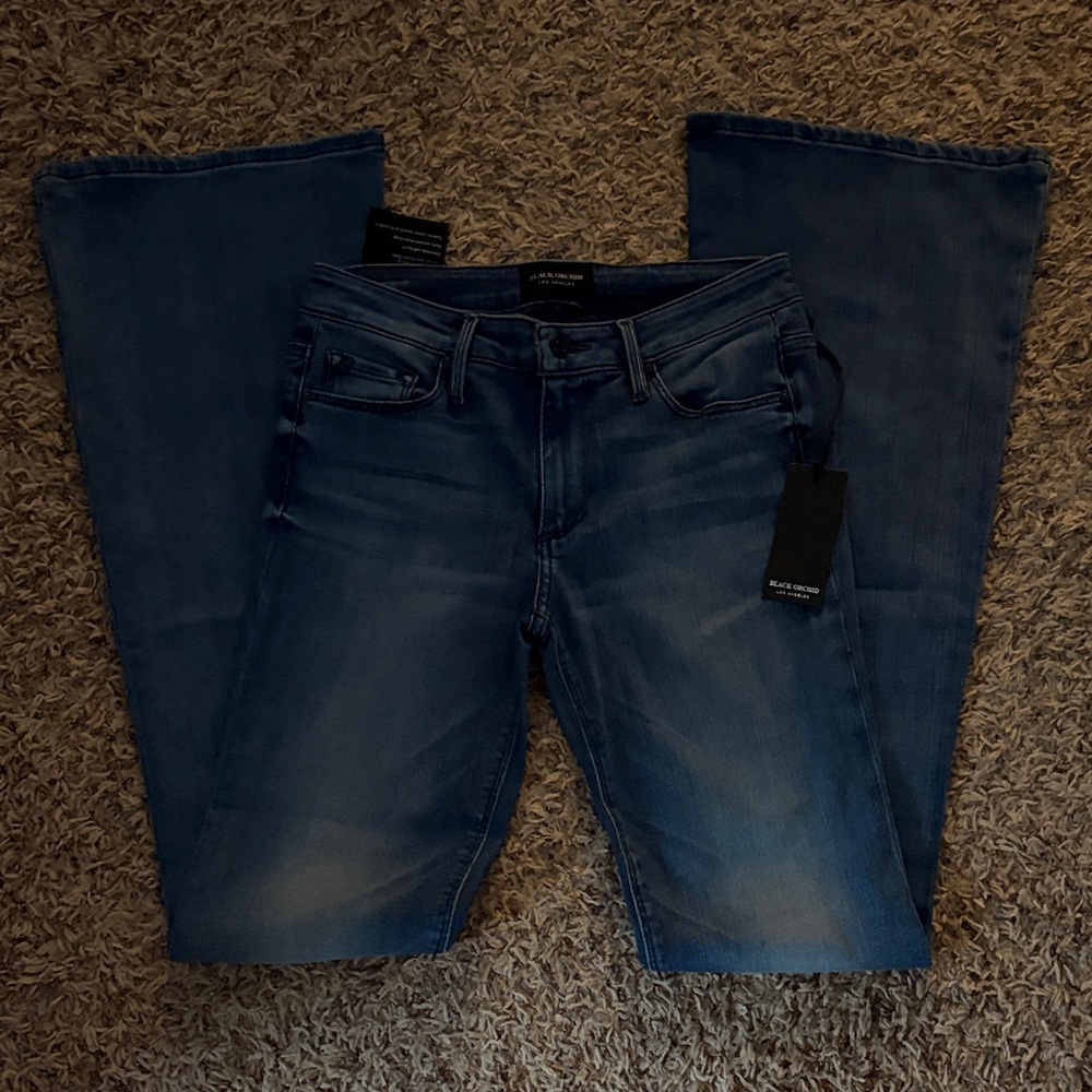 Black Orchid Dark Blue Flare Jeans